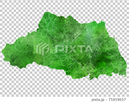Saitama map watercolor icon 75859037