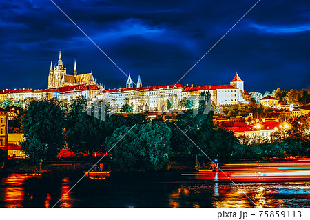 View of Prague Castle from the river Vltava.Czech Republic. View of Prague Castle from the river Vltava.Czech Republic. 75859113