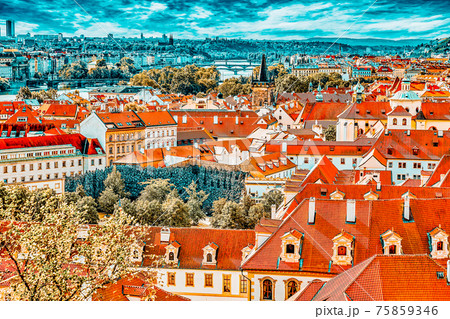 Area Lesser Town of Prague, near the church Saint Vitus, Ventseslaus and Adalbert. Czech Republic. 75859346