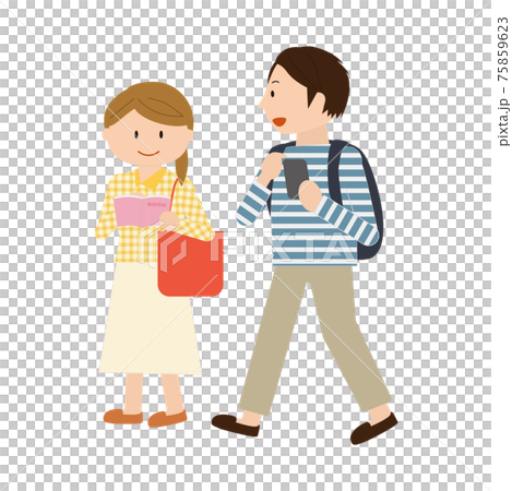 A guidebook, a pair of men and women looking at a map on a smartphone (spring) A guidebook, a pair of men and women looking at a map on a smartphone (spring) 75859623