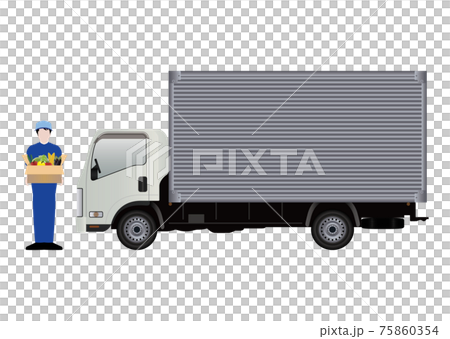 Truck and deliveryman 75860354