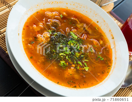 Traditional Georgian soup Kharcho 75860651