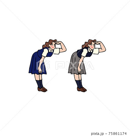 遠くを見る女子高生 75861174