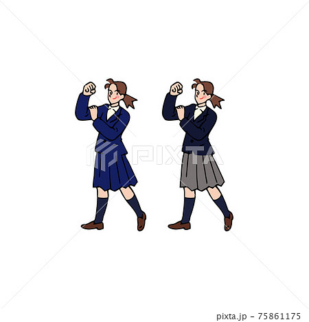 ガッツポーズの女子高生 ガッツポーズの女子高生 75861175
