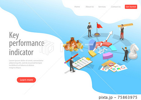 Key performance indicator flat isometric vector landing page template. Key performance indicator flat isometric vector landing page template. 75863975