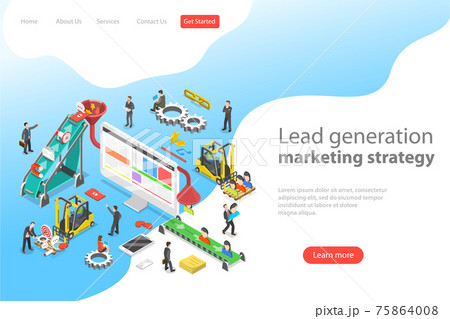 Isometric flat vector concept of lead generation strategy. 75864008