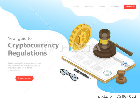 Isometric flat vector landing page template of regulation of cryptocurrency. Isometric flat vector landing page template of regulation of cryptocurrency. 75864022