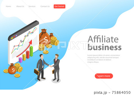 Flat isometric vector landing page template of affiliate marketing. 75864050