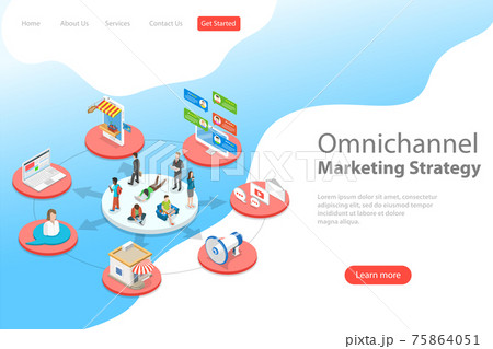 Isometric flat vector landing page template of omnichannel. 75864051
