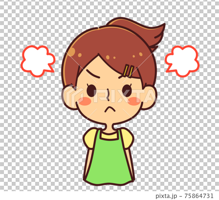女の子　怒る　イラスト素材 75864731
