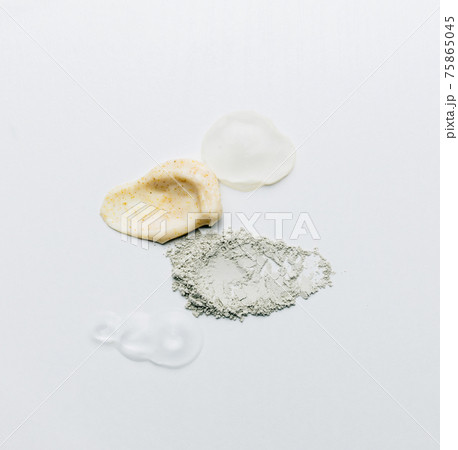 Textures from cosmetics and powder. Body Scrub. Smears on the table 75865045