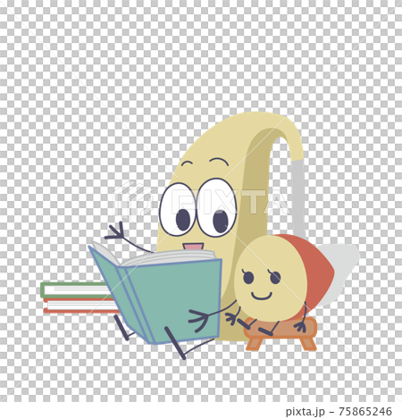 補聴器キャラクターが読書をしているイラスト 補聴器キャラクターが読書をしているイラスト 75865246