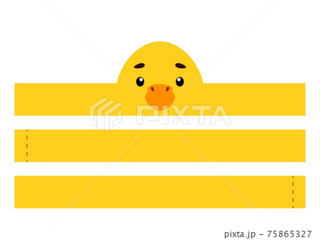 Printable duck paper crown. Party headband die cut template for birthday, christmas, baby shower. Fun accessory for entertainment. Print, cut and glue. Vector stock illustration. 75865327