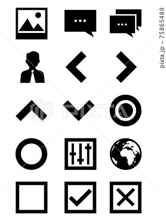 アイコン 写真 画像 ふきだし コメント 上下左右 矢印 音量 ボリューム ラジオボタン Webのイラスト素材