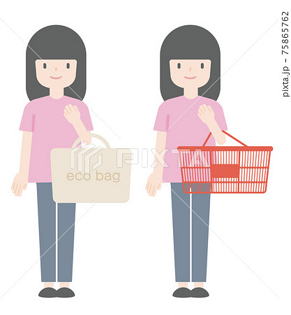エコバッグを持つ女性 75865762