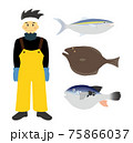 漁師と魚三種 75866037