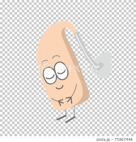 Illustration of a hearing aid character bowing over the ear 75867446