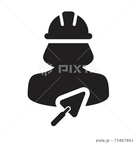 Mason icon with trowel vector female construction contractor worker person profile avatar with hardhat helmet in a glyph pictogram illustration Mason icon with trowel vector female construction contractor worker person profile avatar with hardhat helmet in a glyph pictogram illustration 75867861