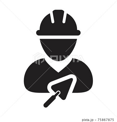 Contractor icon with trowel vector male construction builder worker person profile avatar with hardhat in a glyph pictogram illustration Contractor icon with trowel vector male construction builder worker person profile avatar with hardhat in a glyph pictogram illustration 75867875