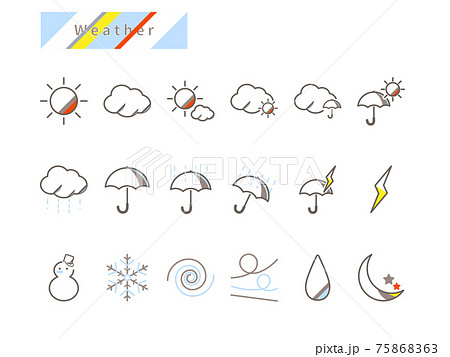 天気 アイコンセット シンプル のイラスト素材