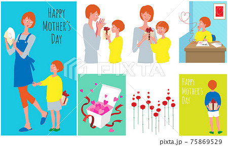 母の日の親子とプレゼントのセット 75869529