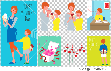母の日の親子とプレゼントのセット 75869529