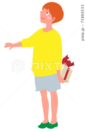 プレゼントを渡す男の子のイラスト素材
