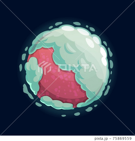 Pink cartoon planet in airy clouds at outer space 75869559