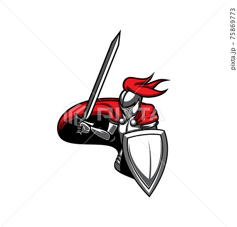 Medieval knight, heraldic mascot vector icon. 75869773