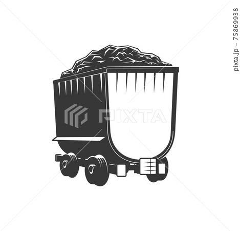 Mining railroad trolley with coal or rock isolated 75869938