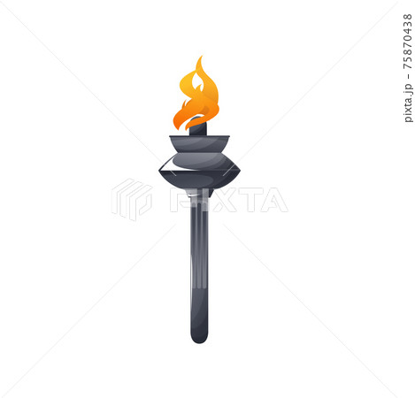 Torch sport mascot, burning fire on stick isolated 75870438