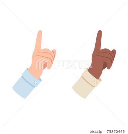 White and black hand points up, first vector illustration isolated on white background 75870466