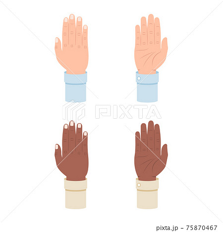 White and black hands vector illustration isolated on white background White and black hands vector illustration isolated on white background 75870467