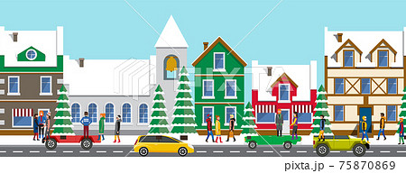 Modern car parking along town street in cartoon style. Vehicles car on city street 75870869