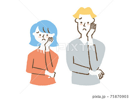 困っている男女2人03のイラスト素材