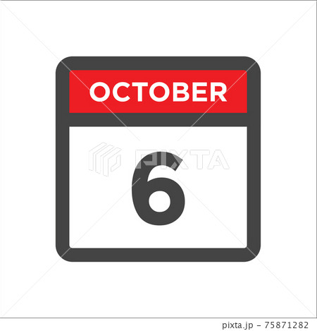 October 6 calendar icon with day of month 75871282