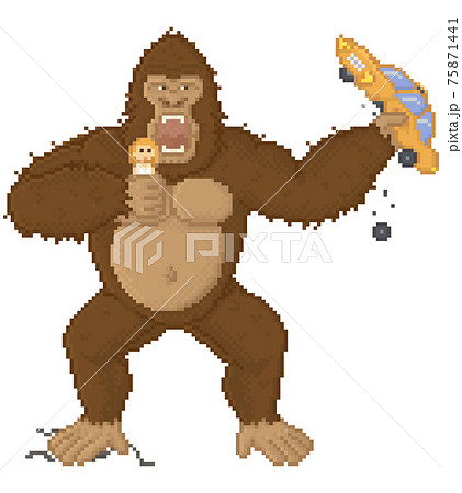 King Kong In Pixel Game Layout Design Gorilla のイラスト素材