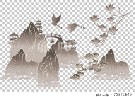 亞洲風景矢量插圖集 亞洲風景矢量插圖集 75871649