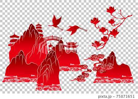 亞洲風景矢量插圖集 75871651