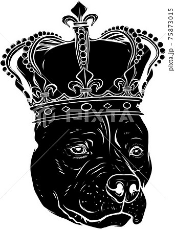 black silhouette of Dog with crown illustration in white background black silhouette of Dog with crown illustration in white background 75873015
