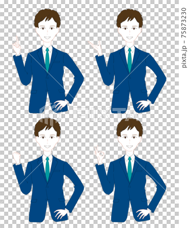 Navy suit male hand sign set 75873230