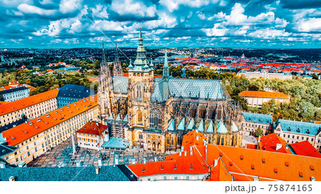 Area Lesser Town of Prague, near the church Saint Vitus, Ventseslaus and Adalbert. Czech Republic. 75874165