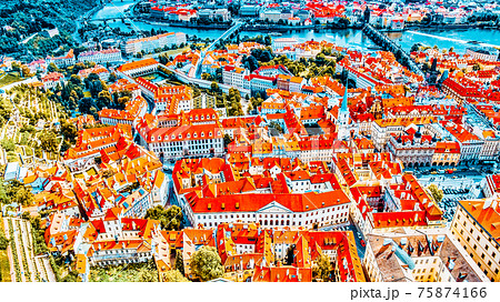 Area Lesser Town of Prague, near the church Saint Vitus, roofs of Mala Strana. Czech Republic. 75874166