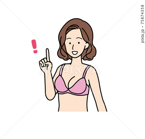 下着姿　説明する女性　上半身 75874358