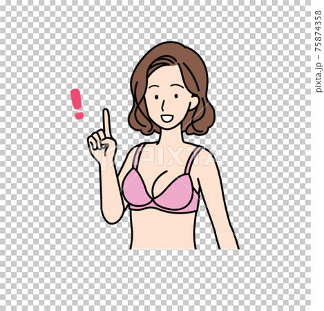下着姿　説明する女性　上半身 75874358