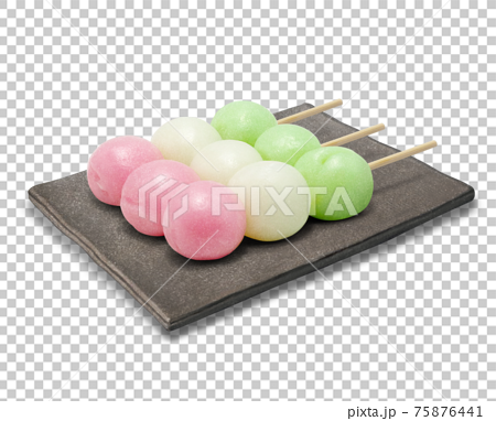 三色だんご イラスト リアル 皿のイラスト素材