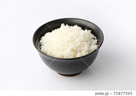 ごはん 白飯 ご飯 どんぶり 白背景 75877505