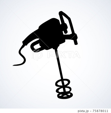 Hand mixer for concrete. Vector drawing Hand mixer for concrete. Vector drawing 75878011