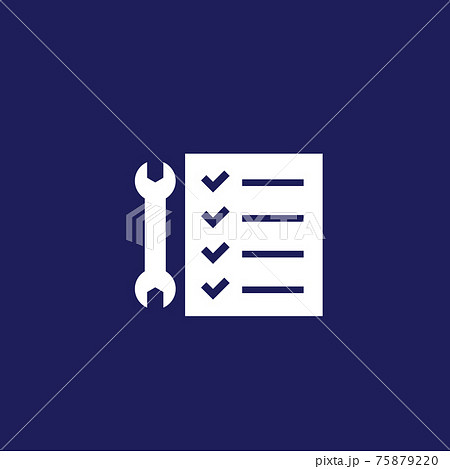 service list icon with checklist and wrench 75879220