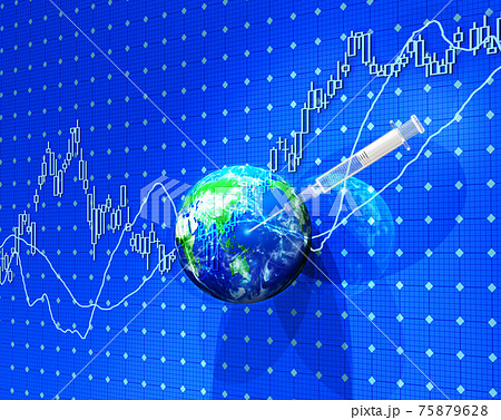 グローバルにワクチン接種と株式市場のイラスト素材
